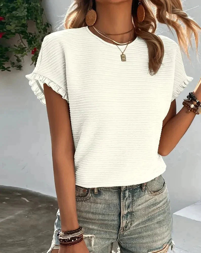 Jinky - Stylish cute T-shirt with crew neck and short sleeves for women