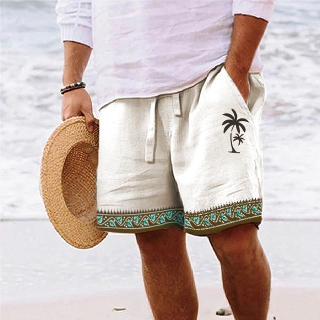 Shorts de plage pour hommes stylés avec imprimé tendance de cocotiers - Loek
