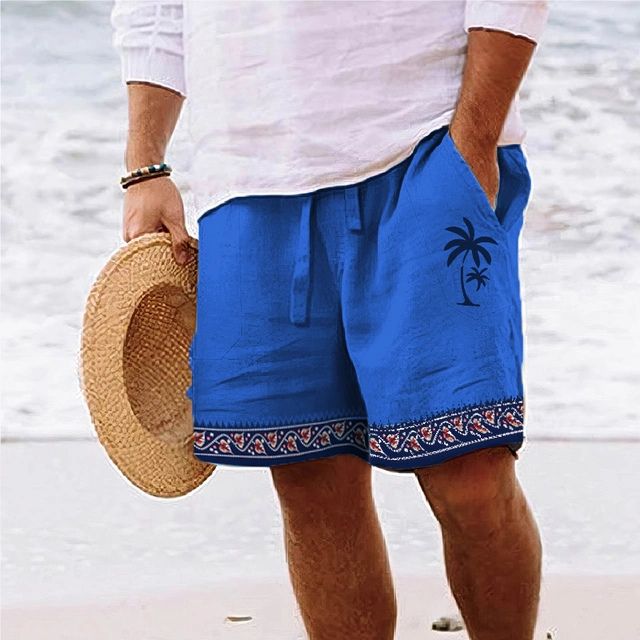 Shorts de plage pour hommes stylés avec imprimé tendance de cocotiers - Loek