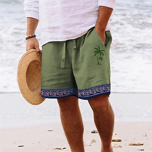 Shorts de plage pour hommes stylés avec imprimé tendance de cocotiers - Loek