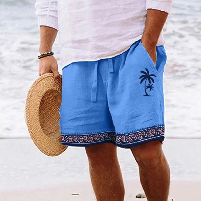 Shorts de plage pour hommes stylés avec imprimé tendance de cocotiers - Loek