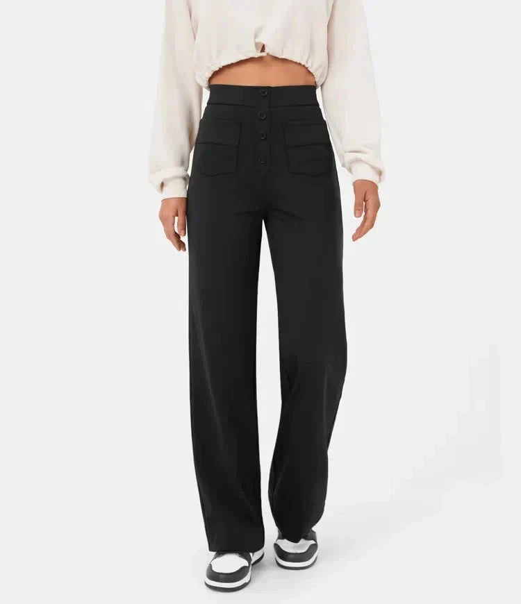 Pantalon de loisirs élastique stylé à taille haute - Sophia