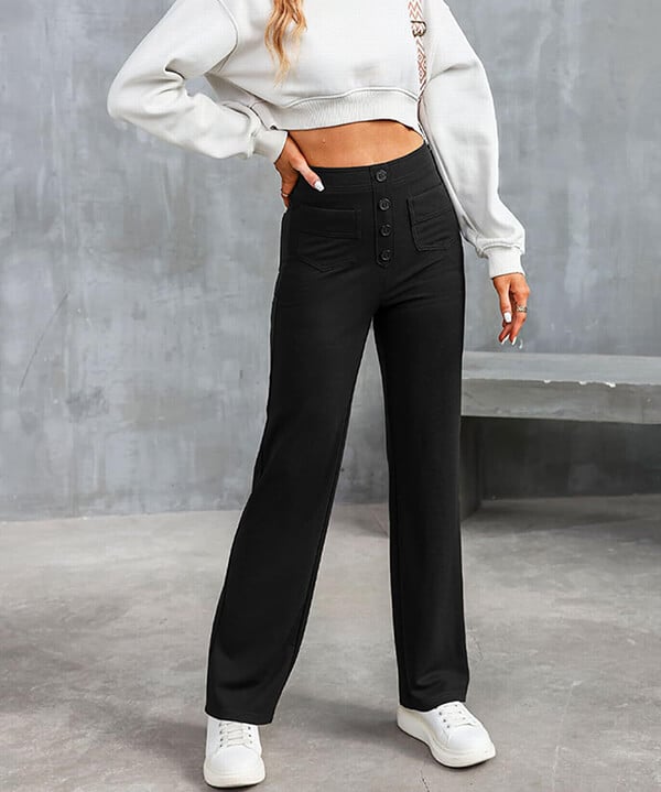 Pantalon de loisirs élastique stylé à taille haute - Sophia