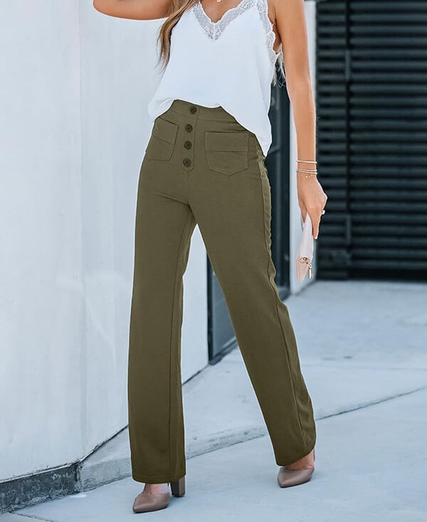 Pantalon de loisirs élastique stylé à taille haute - Sophia