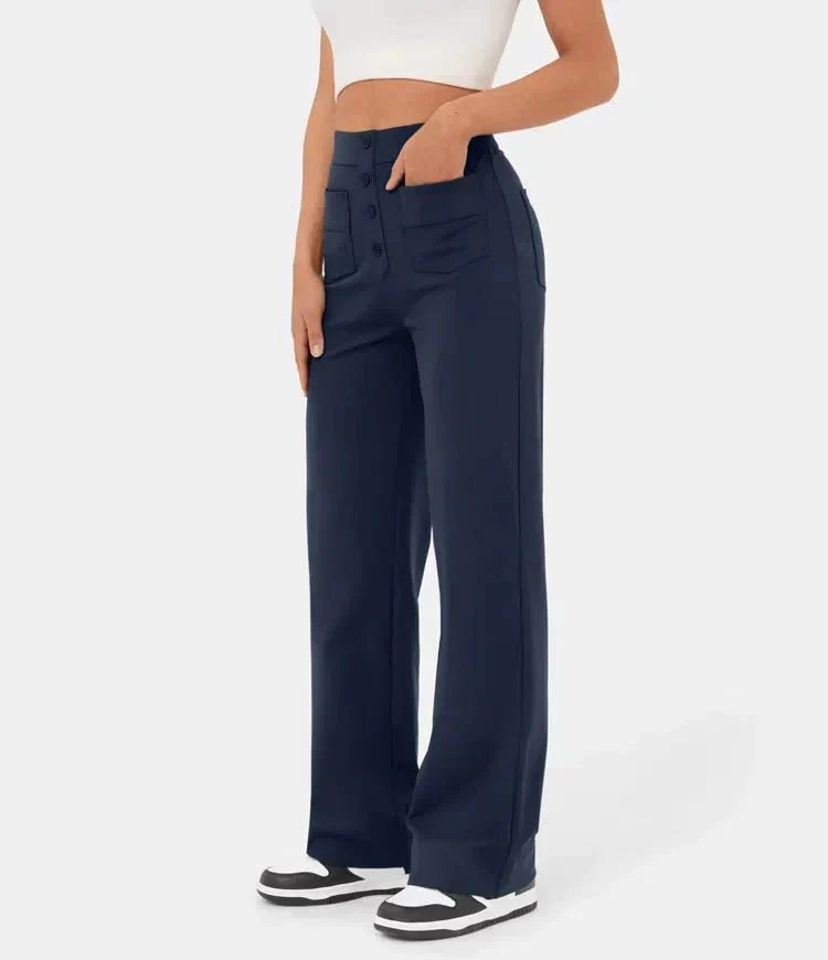 Pantalon de loisirs élastique stylé à taille haute - Sophia