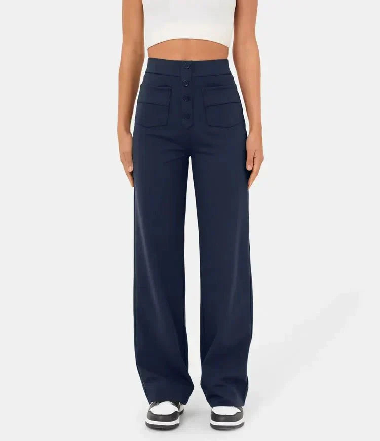 Pantalon de loisirs élastique stylé à taille haute - Sophia