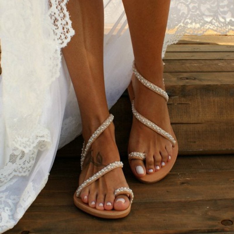 Jade - Trendy boho summer beaded sandals for women