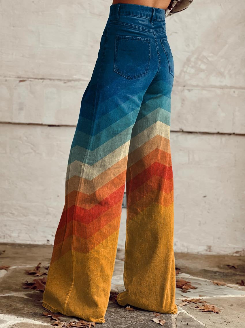 Hannah™ - Pantalon large rétro à chevrons