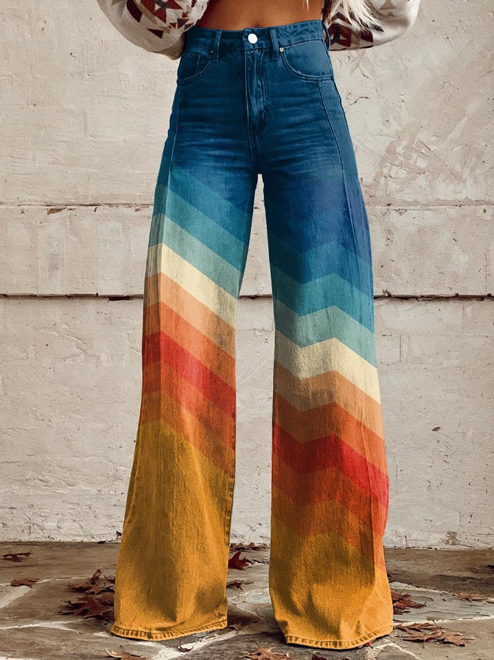 Hannah™ - Pantalon large rétro à chevrons