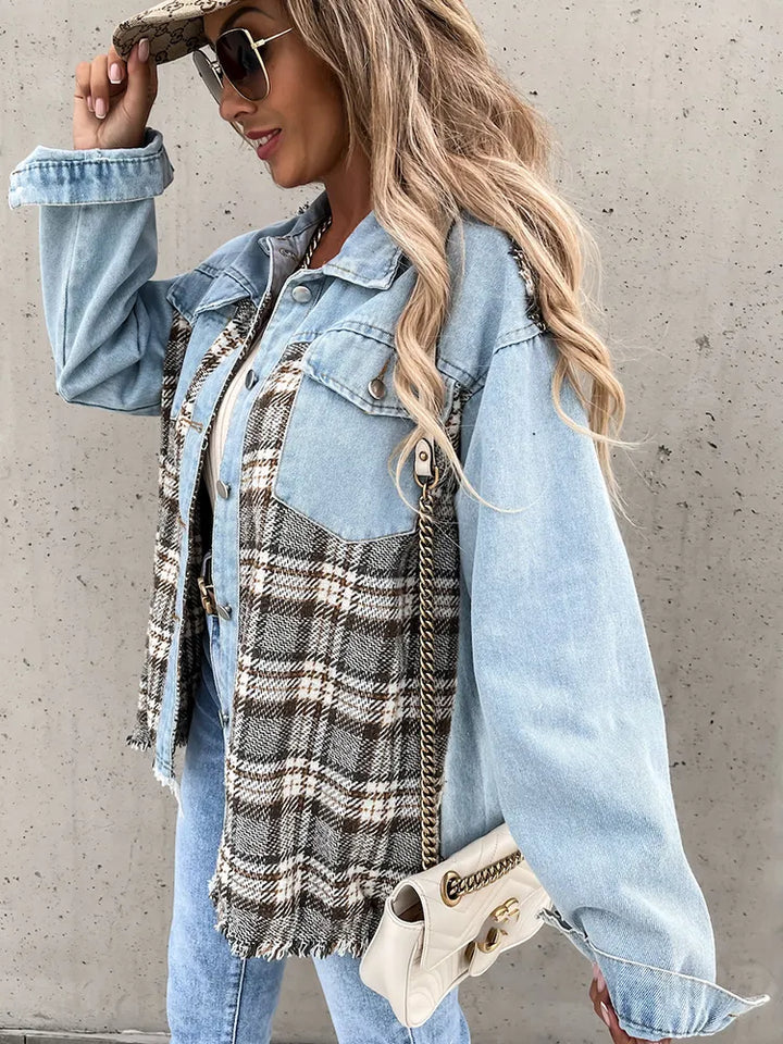 Maxine - Chemise en jean à carreaux tendance et confortable pour femmes