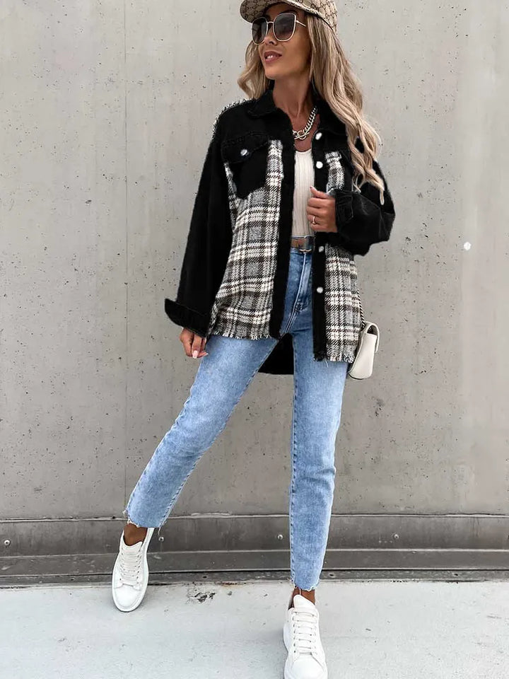 Maxine - Chemise en jean à carreaux tendance et confortable pour femmes
