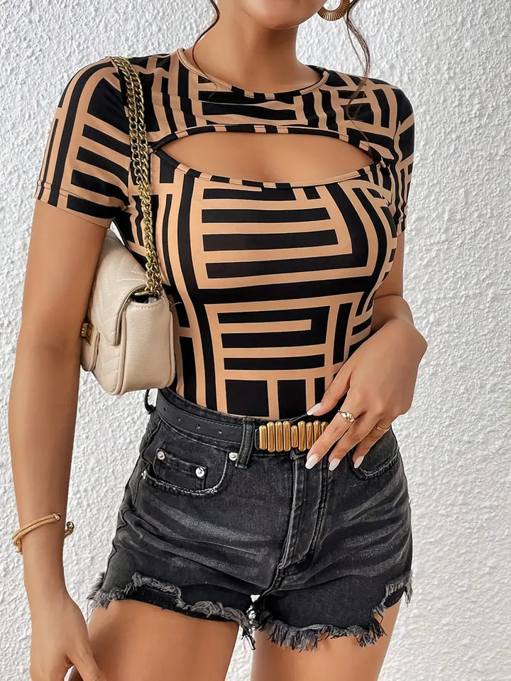 Livia - T-shirt d'été stylé avec encolure tendance pour femmes