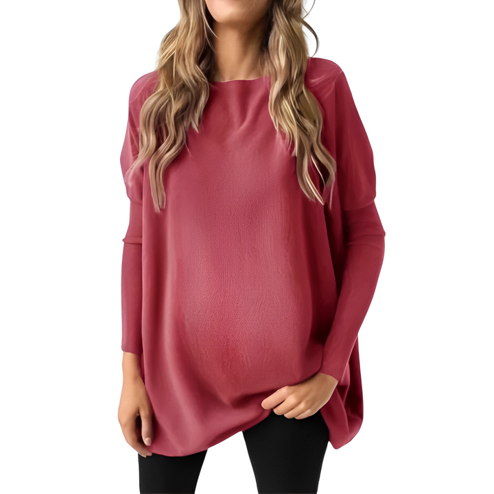 Kiana - Stylish oversized autumn blouse with long sleeves and elegant round neckline for women