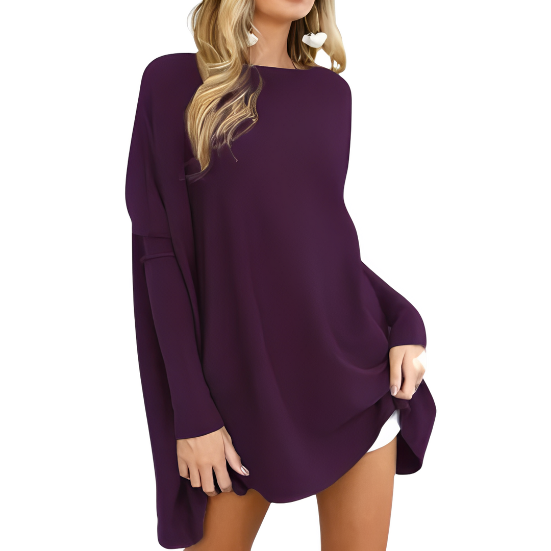 Kiana - Stylish oversized autumn blouse with long sleeves and elegant round neckline for women