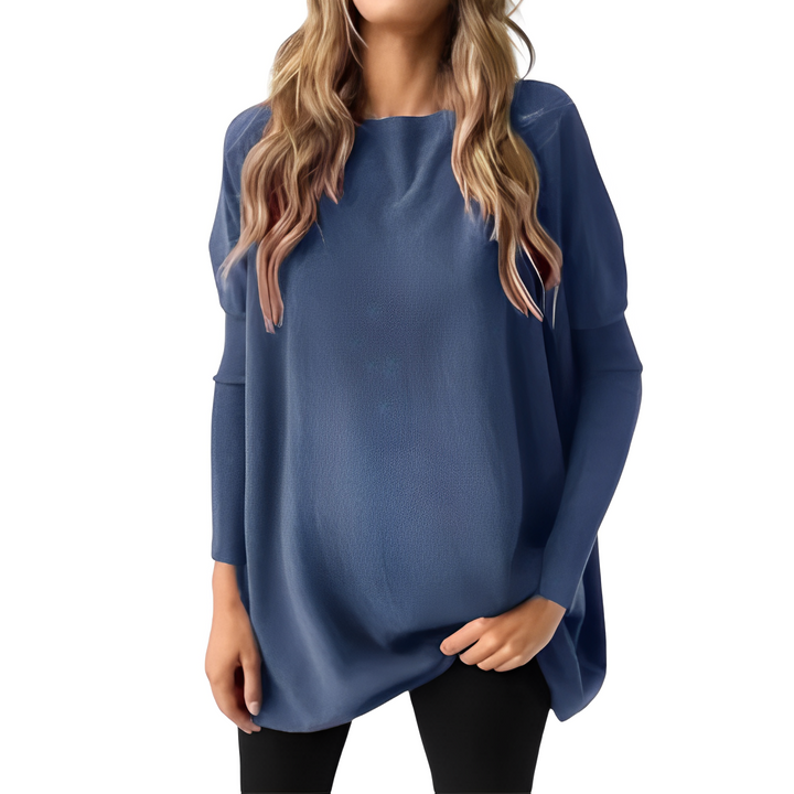 Kiana - Stylish oversized autumn blouse with long sleeves and elegant round neckline for women