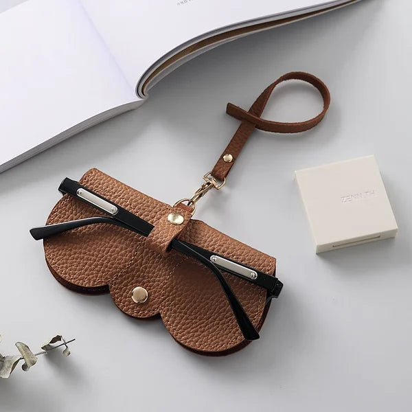 Étui à lunettes en cuir élégant avec fermeture à pression pour l'été - Sam