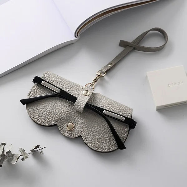 Étui à lunettes en cuir élégant avec fermeture à pression pour l'été - Sam