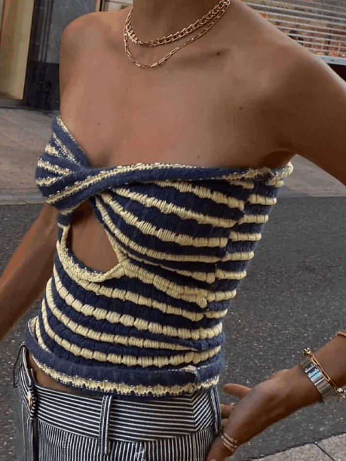 Fenna - Top bandeau court stylé avec twist tendance pour femmes