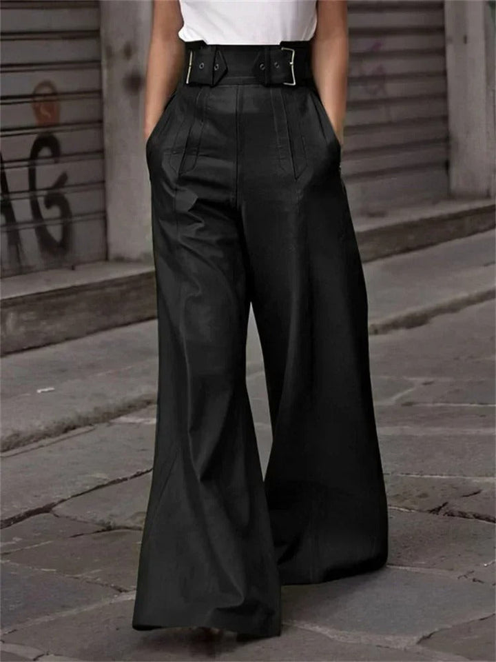 Pantalon large taille haute en similicuir stylé - Eleanor