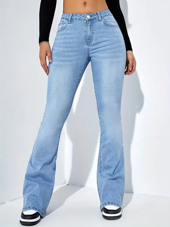 Rosie - Pantalon évasé tendance en denim taille haute